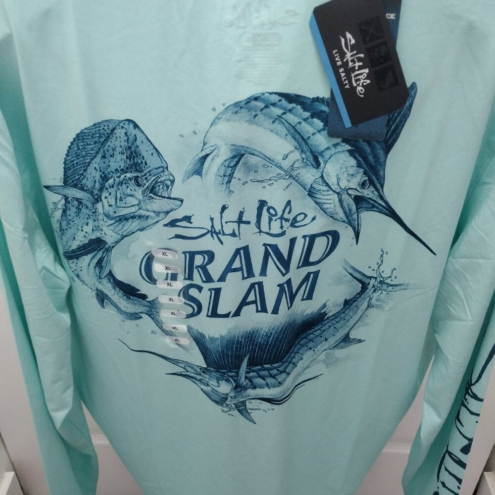 Salt Life SLX Grand Slam Performance Shirt XL Mint Green Fishing Long Sleeve NWT - Picture 9 of 13